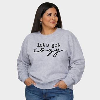 Let's Get Cozy - Women's Plus Sized Graphic Sweatshirt