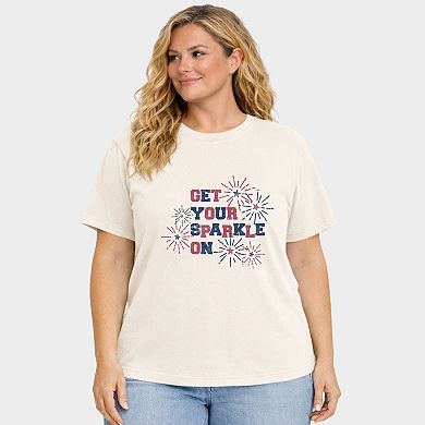 Get Your Sparkle On - Women's Plus Sized Garment Dyed Graphic T-Shirt