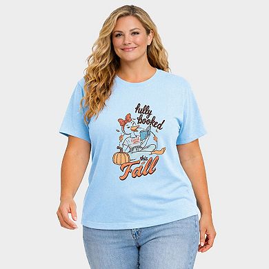 Fully Booked This Fall - Women's Plus Sized Garment Dyed Graphic T-Shirt