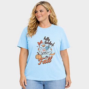 Fully Booked This Fall - Women's Plus Sized Garment Dyed Graphic T-Shirt