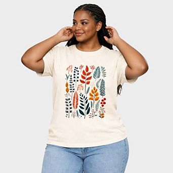 Winter Leaves - Women's Plus Sized Garment Dyed Graphic T-Shirt