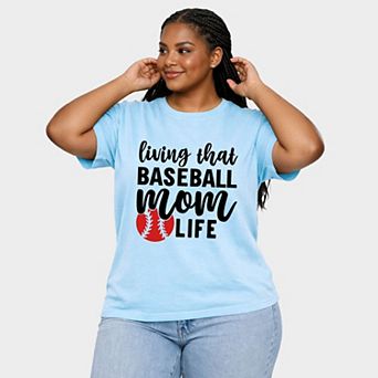 Living That Baseball Mom Life With Ball - Women's Plus Sized Garment Dyed Graphic T-Shirt