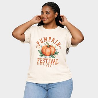 Pumpkin Festival Gourd Vibes - Women's Plus Sized Garment Dyed Graphic T-Shirt