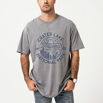 Crater Lake National Park - Men's Garment Dyed Graphic T-Shirt