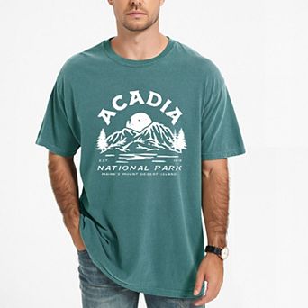 Vintage Acadia National Park - Men's Garment Dyed Graphic T-Shirt