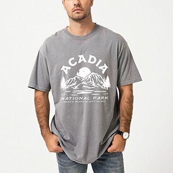 Vintage Acadia National Park - Men's Garment Dyed Graphic T-Shirt