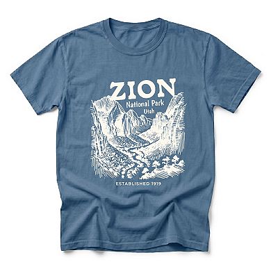 Zion National Park Established 1919 - Men's Garment Dyed Graphic T-Shirt