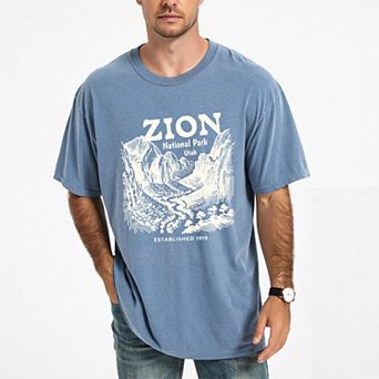Zion National Park Established 1919 - Men's Garment Dyed Graphic T-Shirt