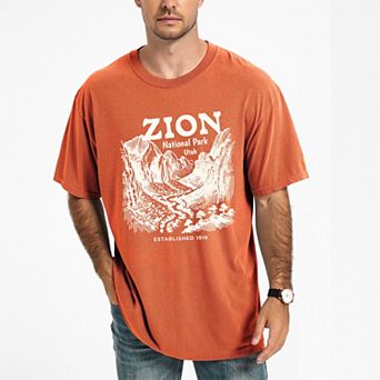 Zion National Park Established 1919 - Men's Garment Dyed Graphic T-Shirt