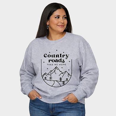 Country Roads Mountains - Women's Plus Sized Graphic Sweatshirt