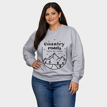 Country Roads Mountains - Women's Plus Sized Graphic Sweatshirt