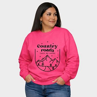 Country Roads Mountains - Women's Plus Sized Graphic Sweatshirt