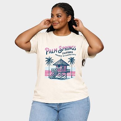 Palm Springs Summer Days - Women's Plus Sized Garment Dyed Graphic T-Shirt