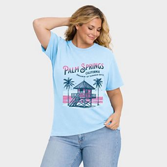 Palm Springs Summer Days - Women's Plus Sized Garment Dyed Graphic T-Shirt