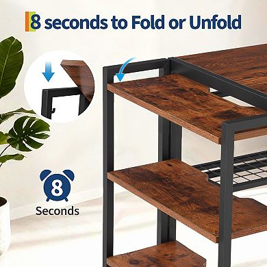 35" Folding Computer Desk, No Assembly, Sturdy with Storage Shelf for Bedroom & Home Office