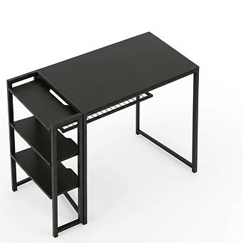 35" Folding Computer Desk, No Assembly, Sturdy with Storage Shelf for Bedroom & Home Office