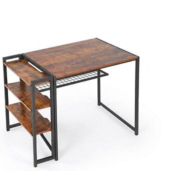 35" Folding Computer Desk, No Assembly, Sturdy with Storage Shelf for Bedroom & Home Office