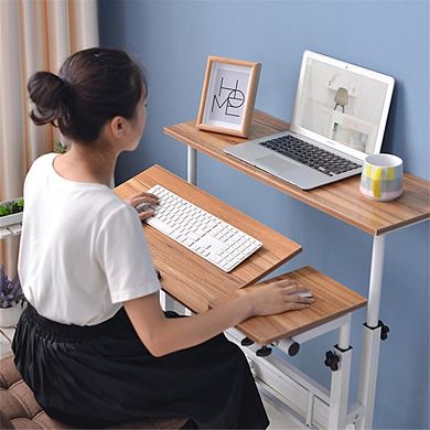 Height Adjustable Folding Standing Desk, Mobile Wheeled Workstation for Home Office & School