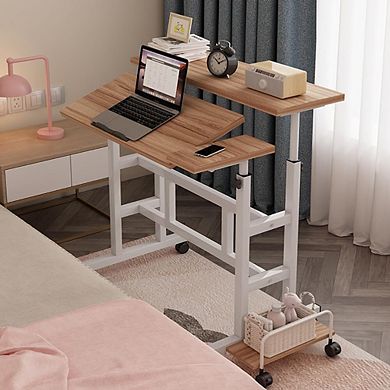 Height Adjustable Folding Standing Desk, Mobile Wheeled Workstation for Home Office & School