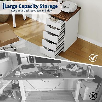 47 Inch Spacious Computer Desk with 5 Drawers, Ample Storage for Home Office