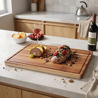 Extra Large Wood Cutting Board, Thick Butcher Block Chopping Board with Juice Groove