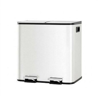 30L Dual Compartment Stainless Steel Trash Can with Soft Close Lid & Removable Inner Bins