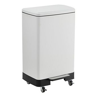 16 Gallon Step-On Stainless Steel Kitchen Trash Can with Soft Close Lid, Bucket & Wheels