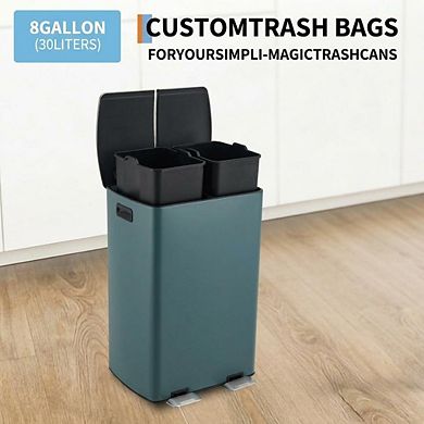 16 Gallon/60L Stainless Steel Dual Compartment Trash Can with Soft Close Lid for Home & Office