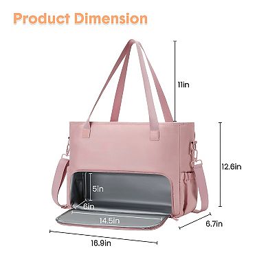 Work Tote Bag With Insulated Lunch Compartment, Polyester Lunch Tote for Women