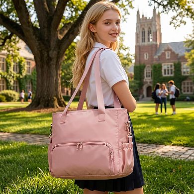 Work Tote Bag With Insulated Lunch Compartment, Polyester Lunch Tote for Women