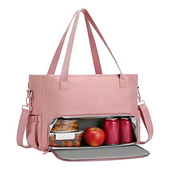 Work Tote Bag With Insulated Lunch Compartment, Polyester Lunch Tote for Women