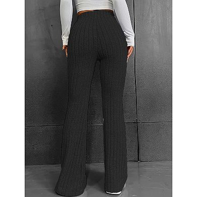 Women's High Waisted Pants Slim Fit Stretchy Bootcut Trousers Casual Solid Color