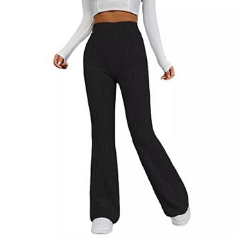 Women's High Waisted Pants Slim Fit Stretchy Bootcut Trousers Casual Solid Color