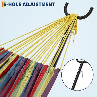 Portable Double Hammock with Steel Stand, Adjustable Height Outdoor Indoor with Carry Bag
