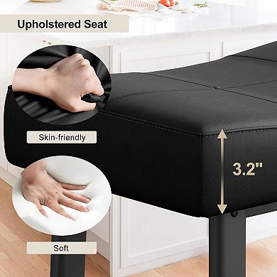 Counter Height Saddle Bar Stools Set of 2, Upholstered Kitchen Island Stools, 24 Inch