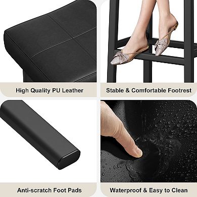 Counter Height Saddle Bar Stools Set of 2, Upholstered Kitchen Island Stools, 24 Inch