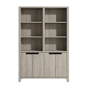 Freestanding 2 tier Wooden Bookshelf, Adjustable Shelves, Large Storage for Home Office Library