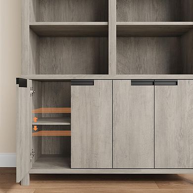 Freestanding 2-Tier Wooden Bookshelf, Adjustable Shelves, Large Storage for Home Office Library