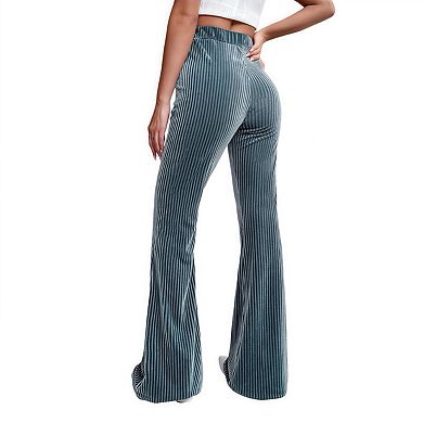 Women's Fashion High Waist Corduroy Stretch Flared Trousers