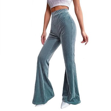 Women's Fashion High Waist Corduroy Stretch Flared Trousers