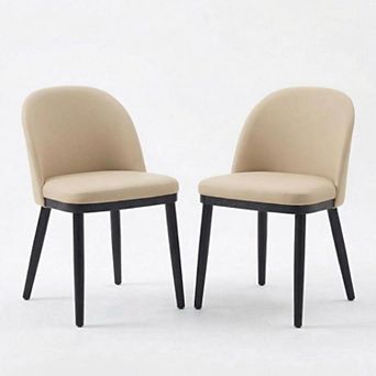 Wooden Dining Chairs Set of 2, Modern Fabric Upholstered Chair, Farmhouse Dinner Chair for Home