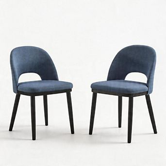 Wooden Dining Chairs Set of 2, Modern Fabric Upholstered Chair, Farmhouse Dinner Chair for Home