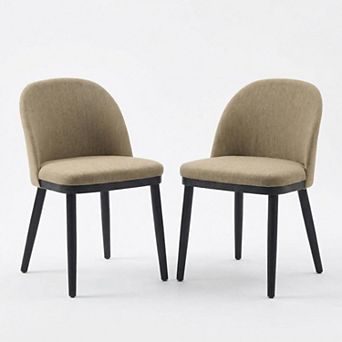 Wooden Dining Chairs Set of 2, Modern Fabric Upholstered Chair, Farmhouse Dinner Chair for Home
