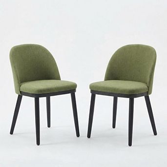 Wooden Dining Chairs Set of 2, Modern Fabric Upholstered Chair, Farmhouse Dinner Chair for Home