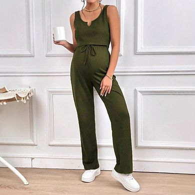 Women's Maternity 2 Piece Lounge Sets Butter Soft Tank Top & High Waisted Wide Leg Pants