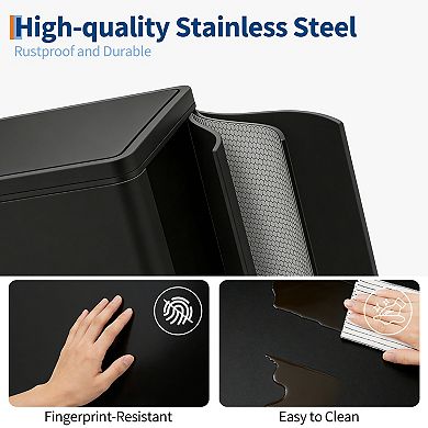 16 Gallon Fingerprint-Proof Stainless Steel Kitchen Trash Can with Soft Close Lid & Removable Bucket