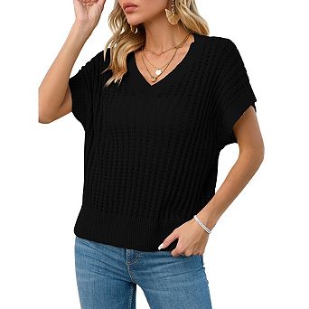 Women's Casual v-Neck Split Design Flap Sleeve Sweater for All Seasons