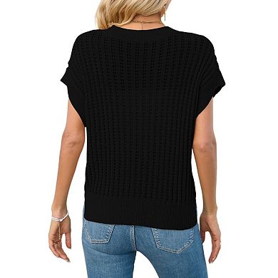 Women's Casual v-Neck Split Design Flap Sleeve Sweater for All Seasons