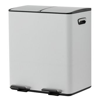 (2*20L) Dual Compartment Stainless Steel Trash Can with Soft Close Lid, Pedal & Removable Bucket