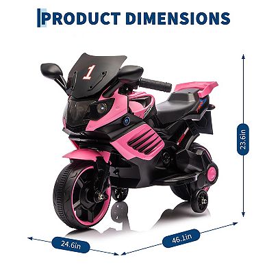 6V Kids Electric Motorcycle w/ Training Wheels, Sounds & Music, Headlight